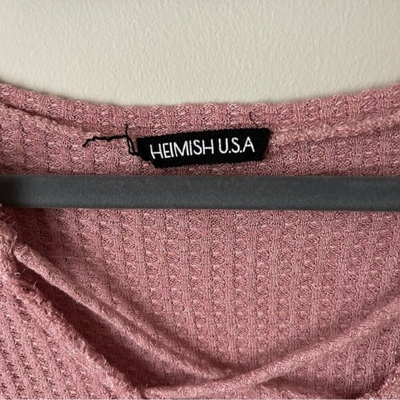 Hemish USA Rose Mauve Pink Long Sleeve V-Neck Oversized Sweater Women’s Size 2XL - Picture 2 of 5